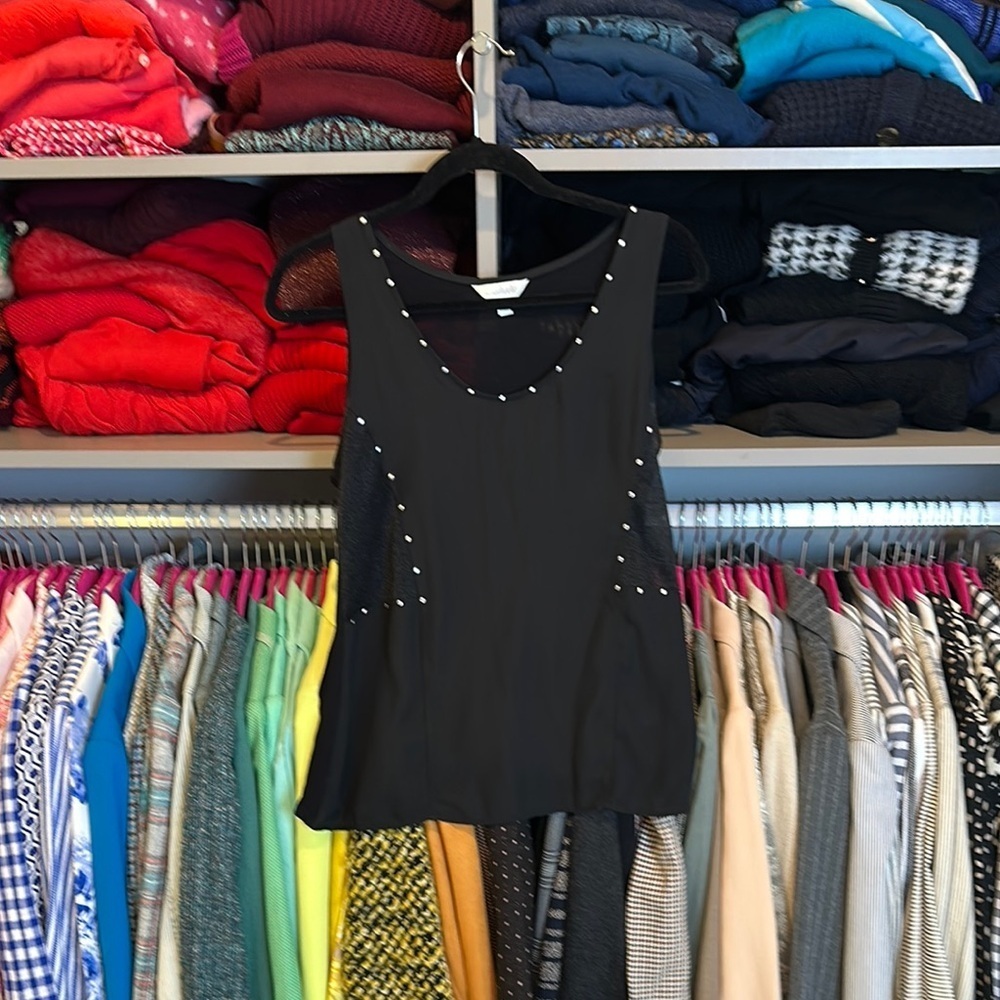 Charming Charlie black sleeveless studded top size S
